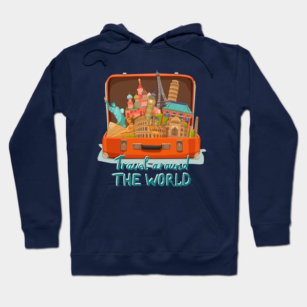 Travel Around The World Hoodie by Mako Design 